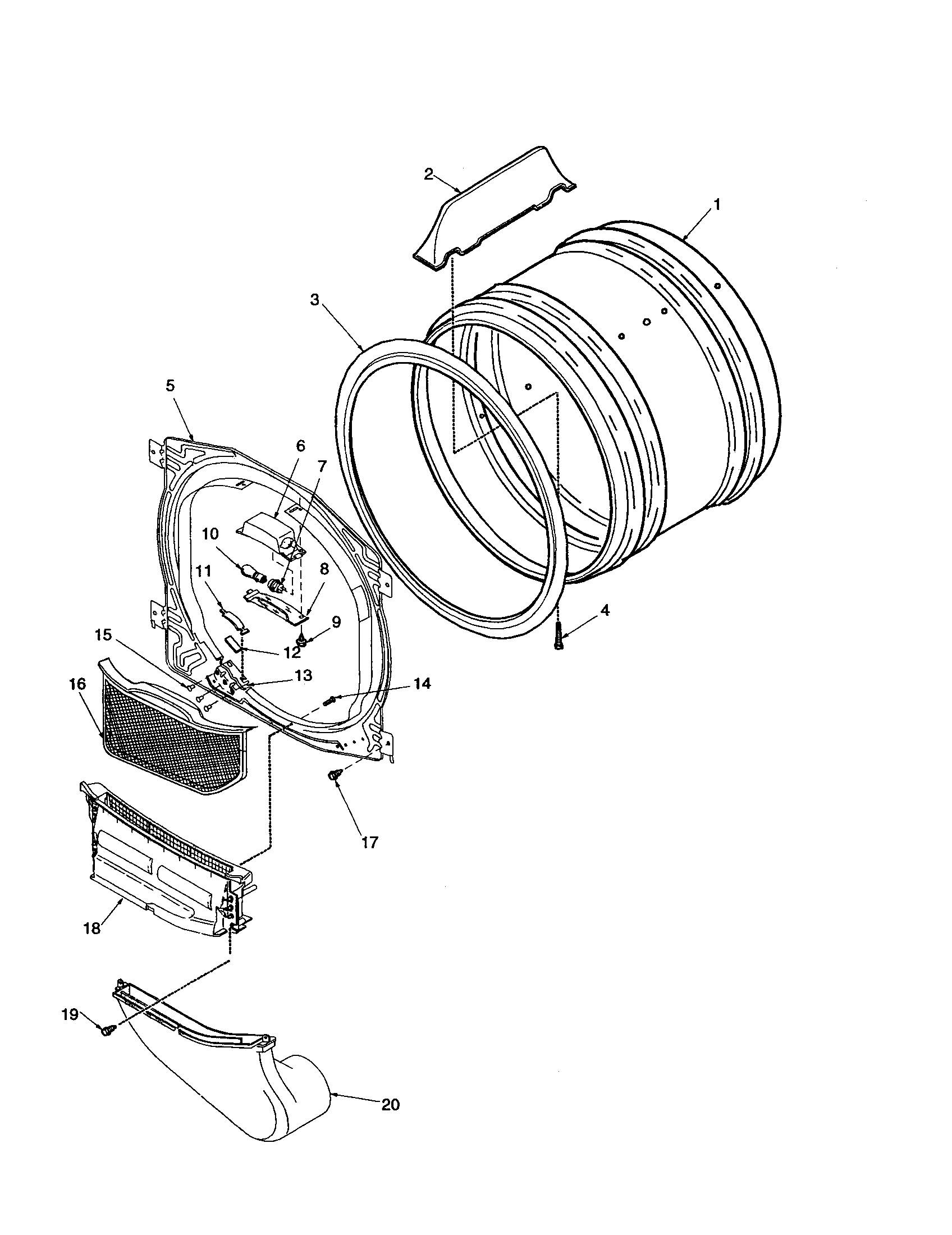 FRONT BULKHEAD, AIR DUCT AND DRUM