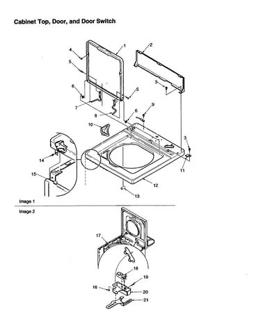 Cabinet top, door and door switch