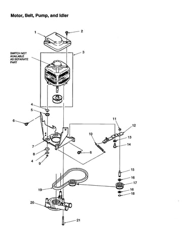 Motor, belt, pump and idler