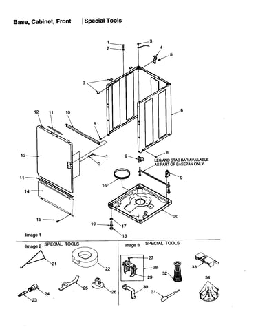 Base, cabinet, front/special tools