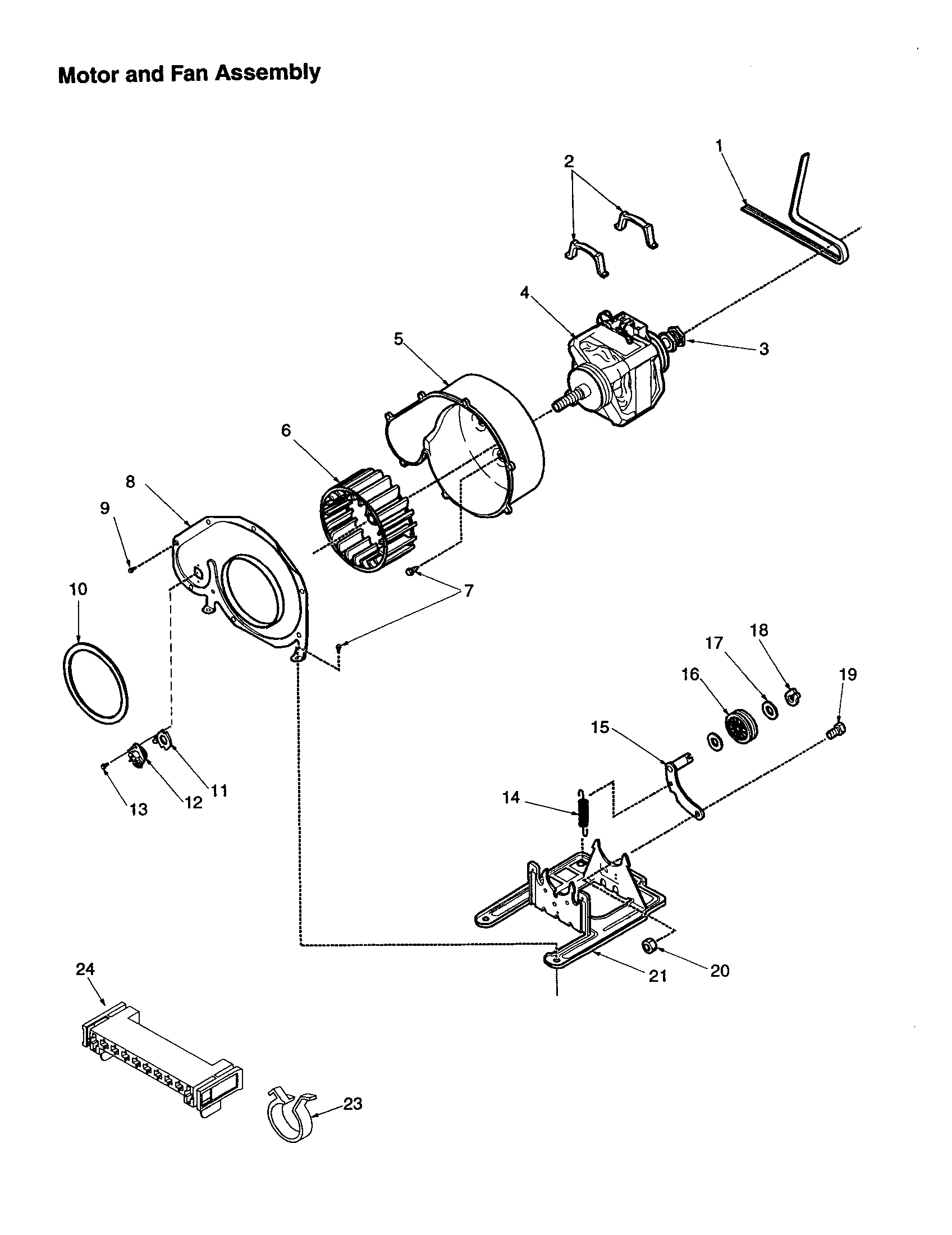 Motor and fan assembly