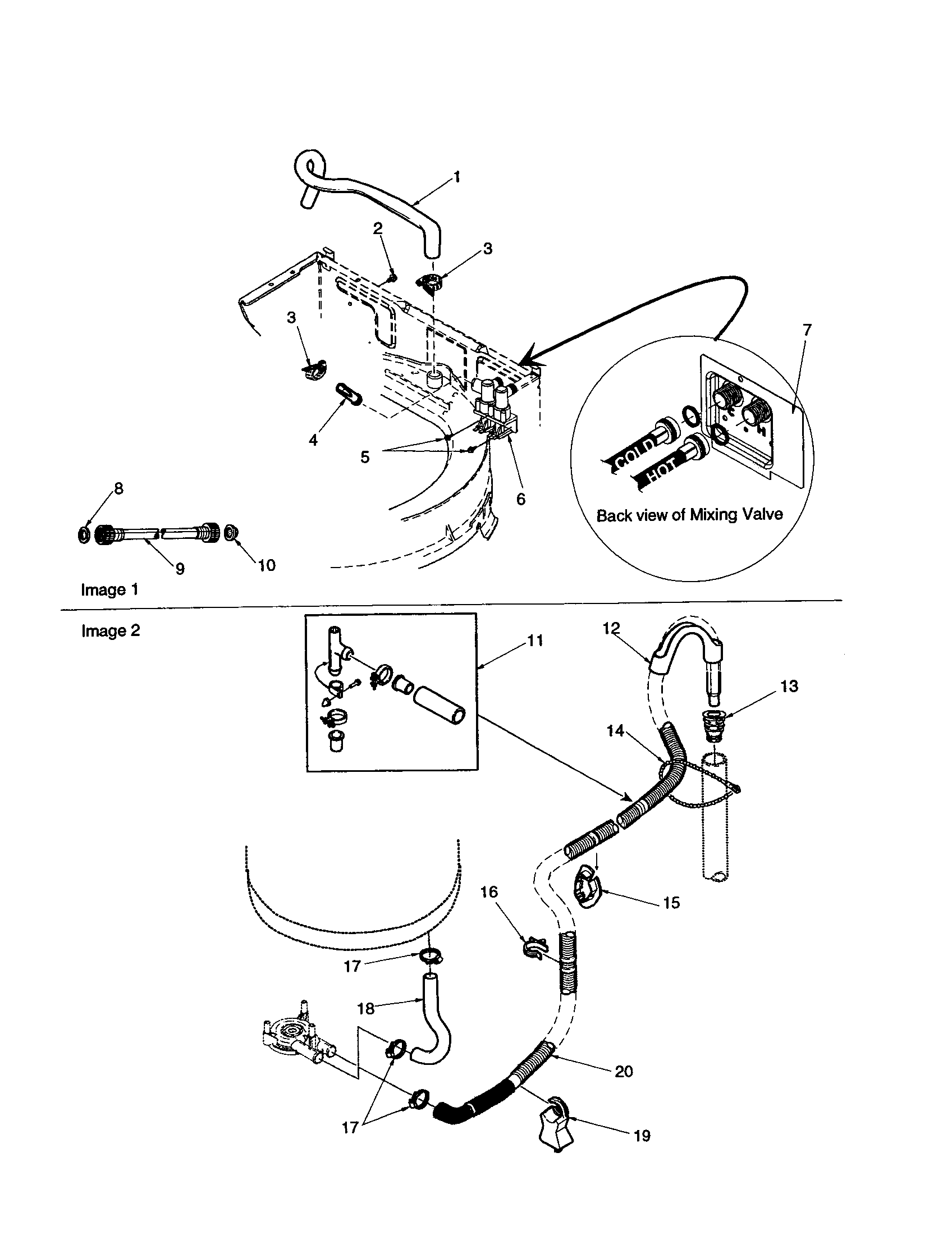 Mixing valve and hoses