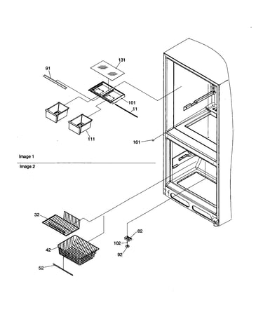 Crisper/freezer feature