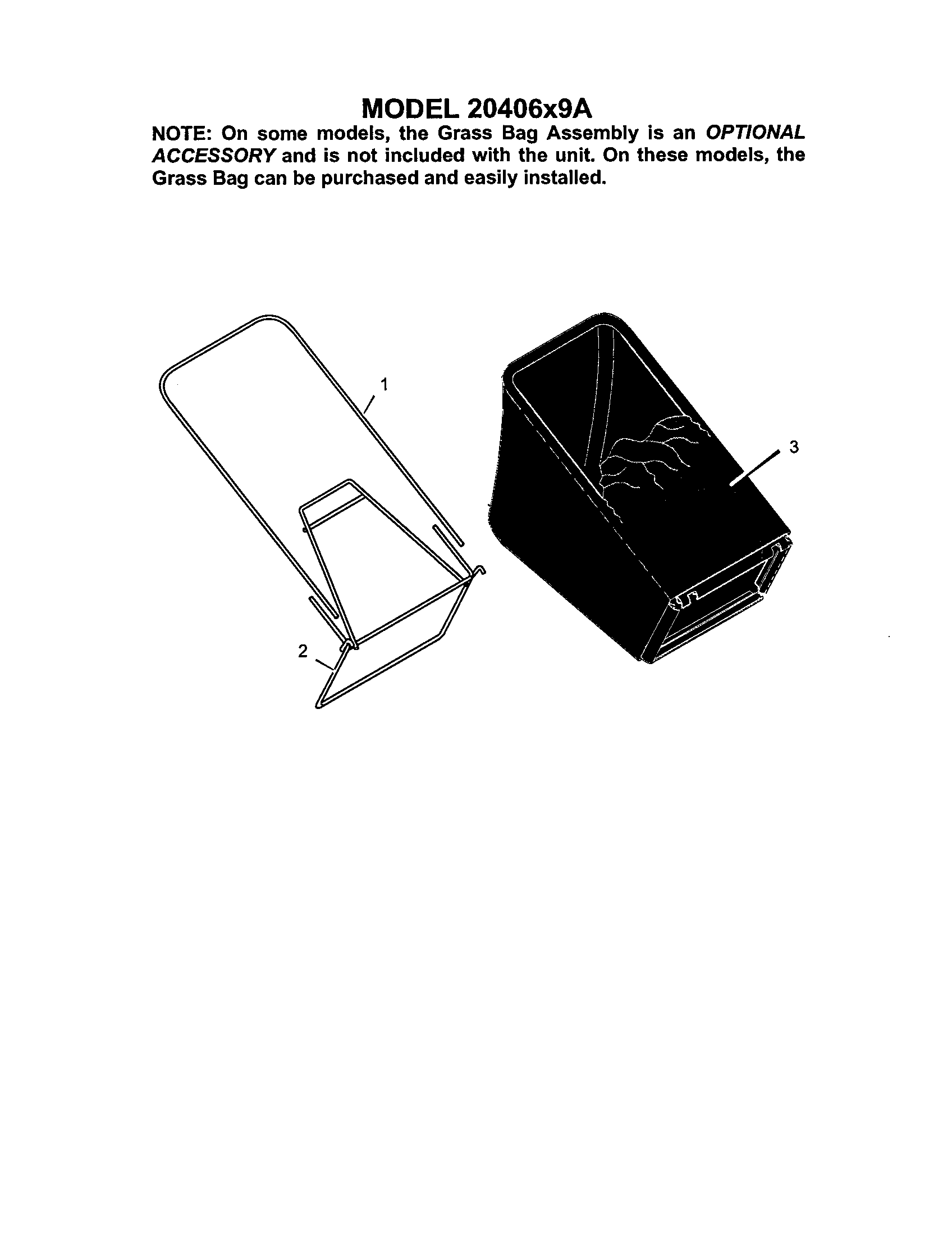 Frame and bag assembly
