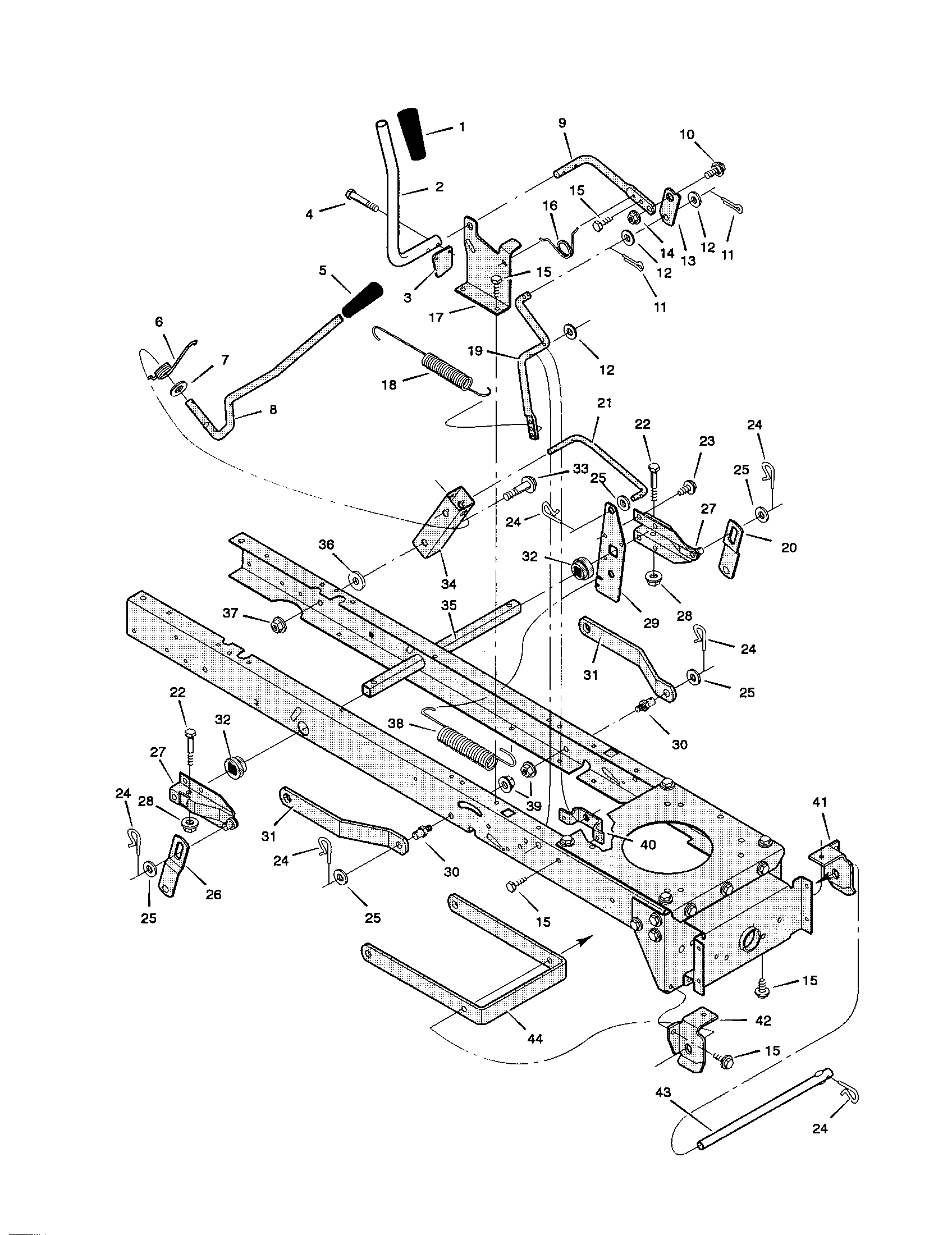 MOWER HOUSING SUSPENSION