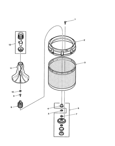 Agitator/drive bell/washertub/hub