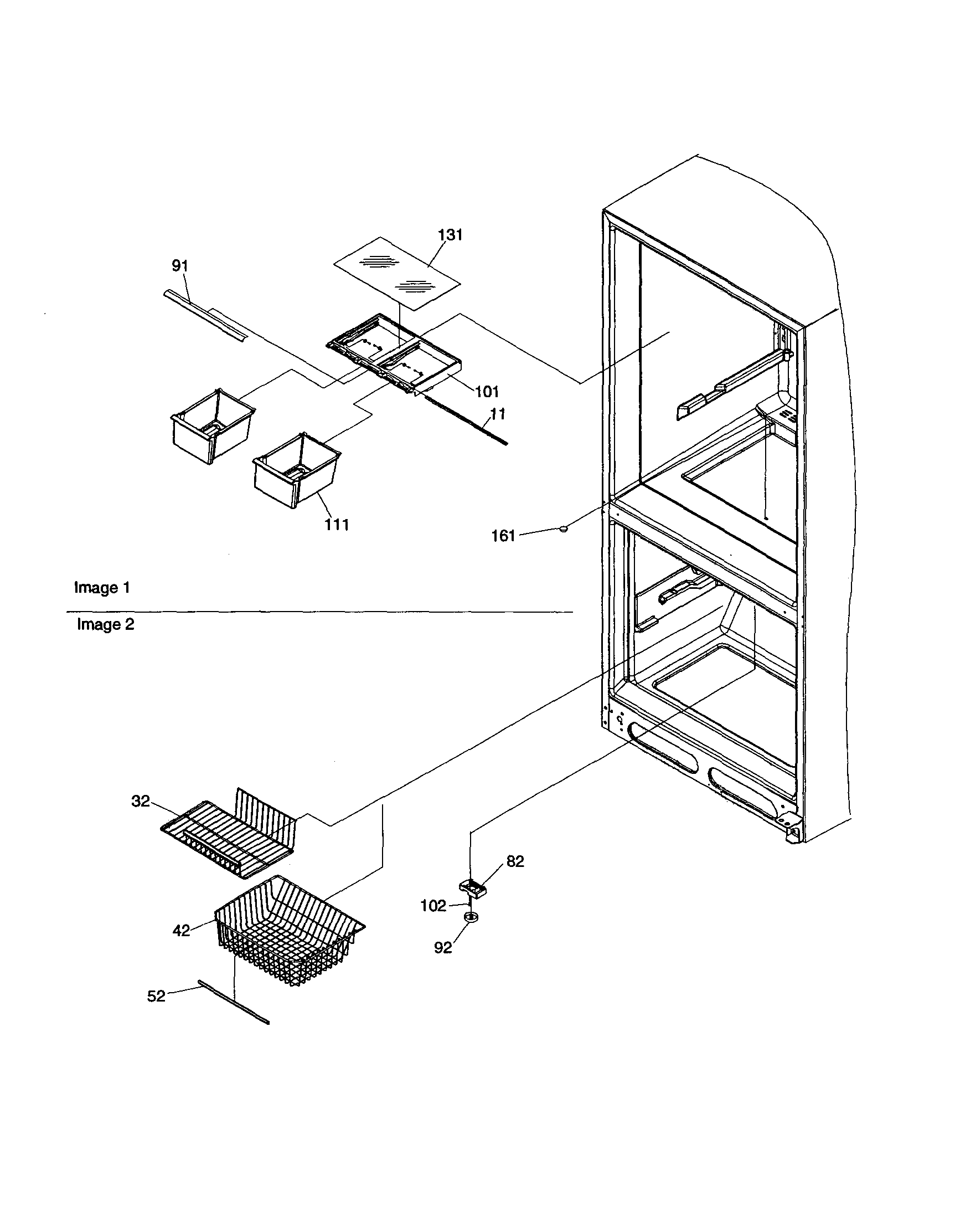 Crisper and freezer feature