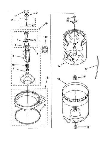 Agitator, basket and tube
