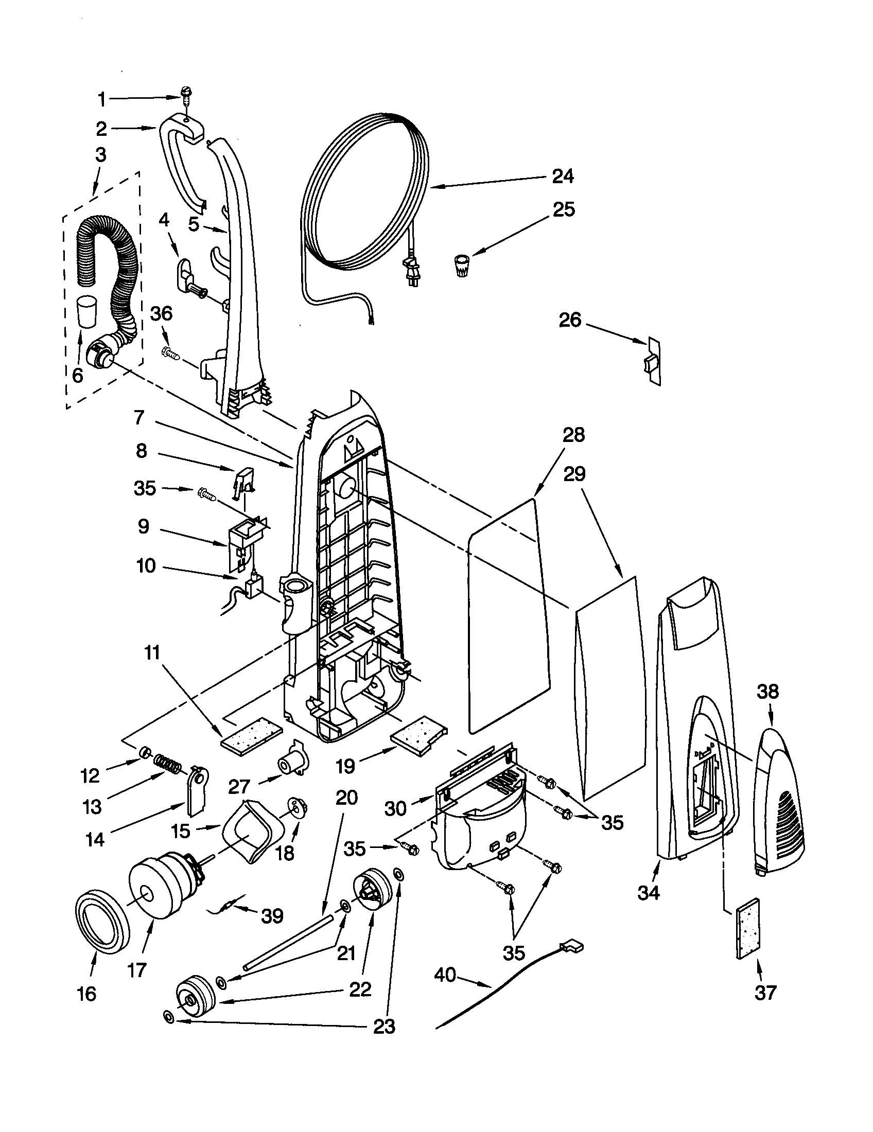 Dust compartment and motor