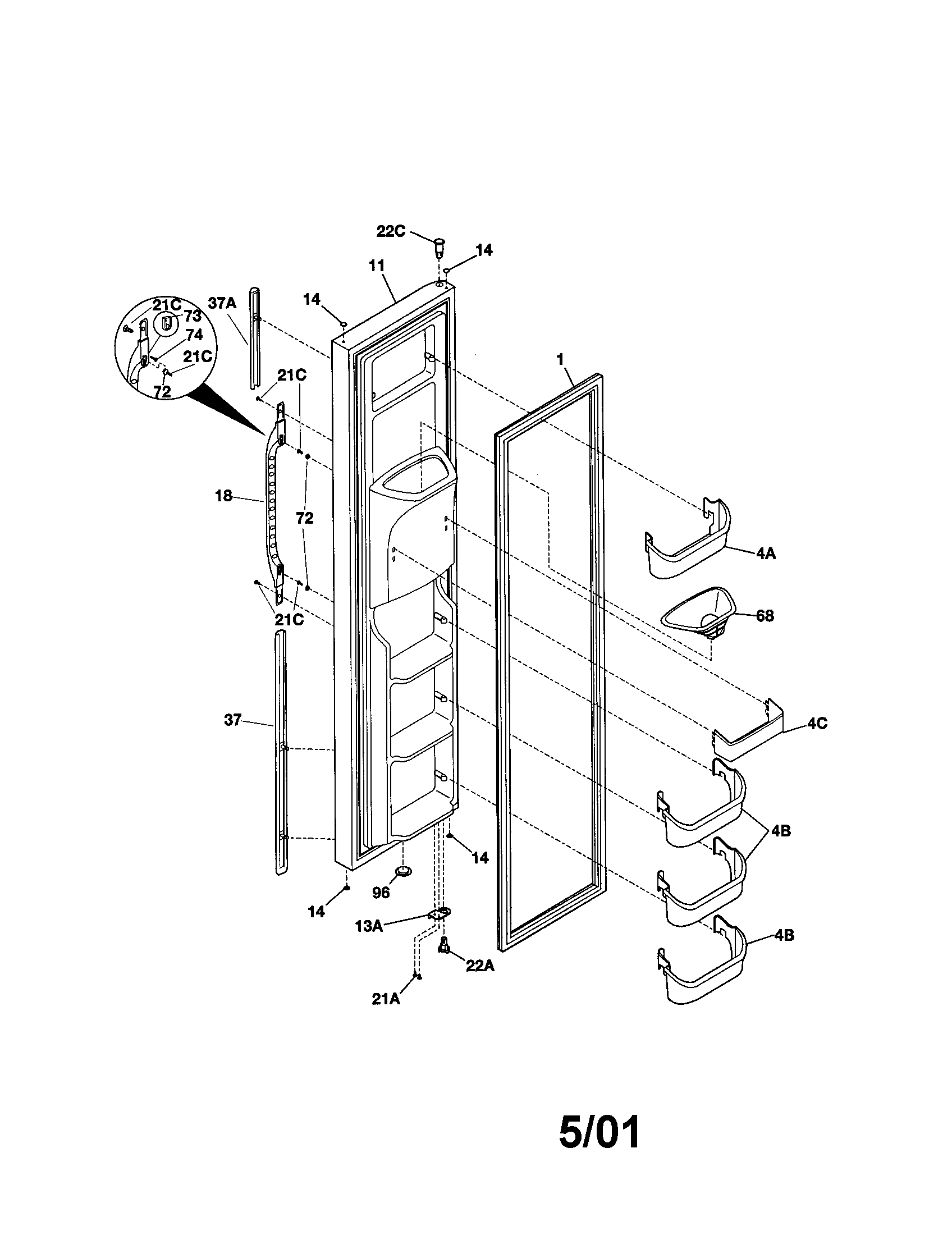 Freezer door