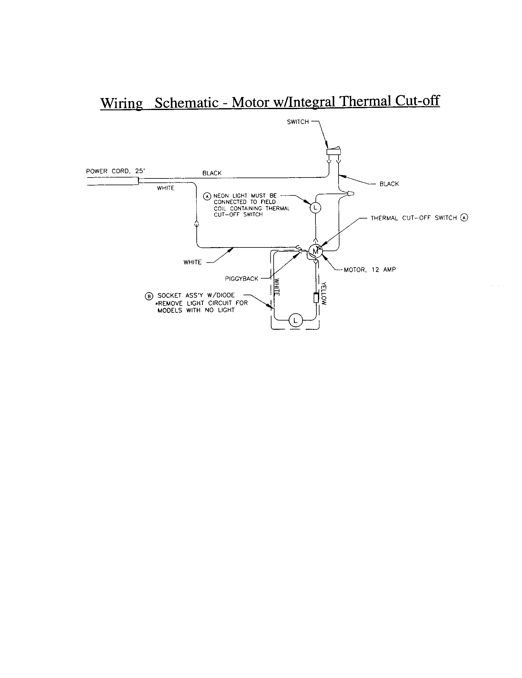 Wiring-motor w/integral cut-off