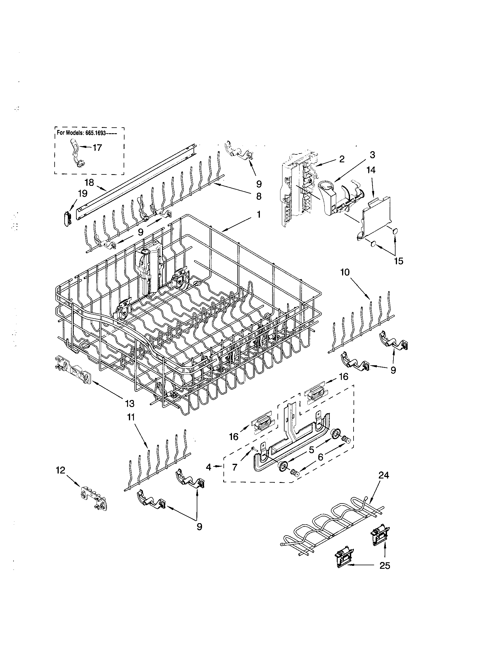 Upper rack and track