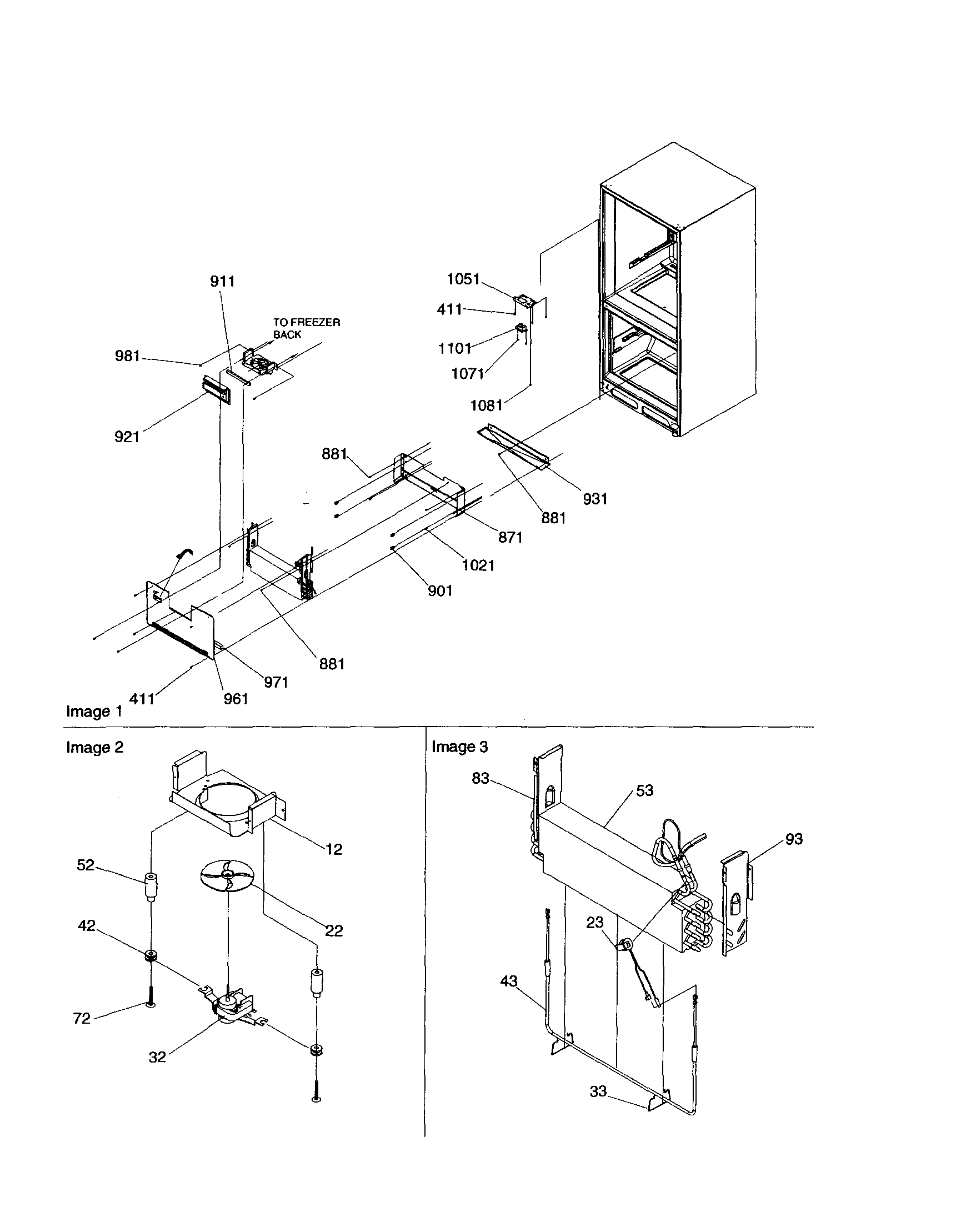 Evaporator and freezer control assy