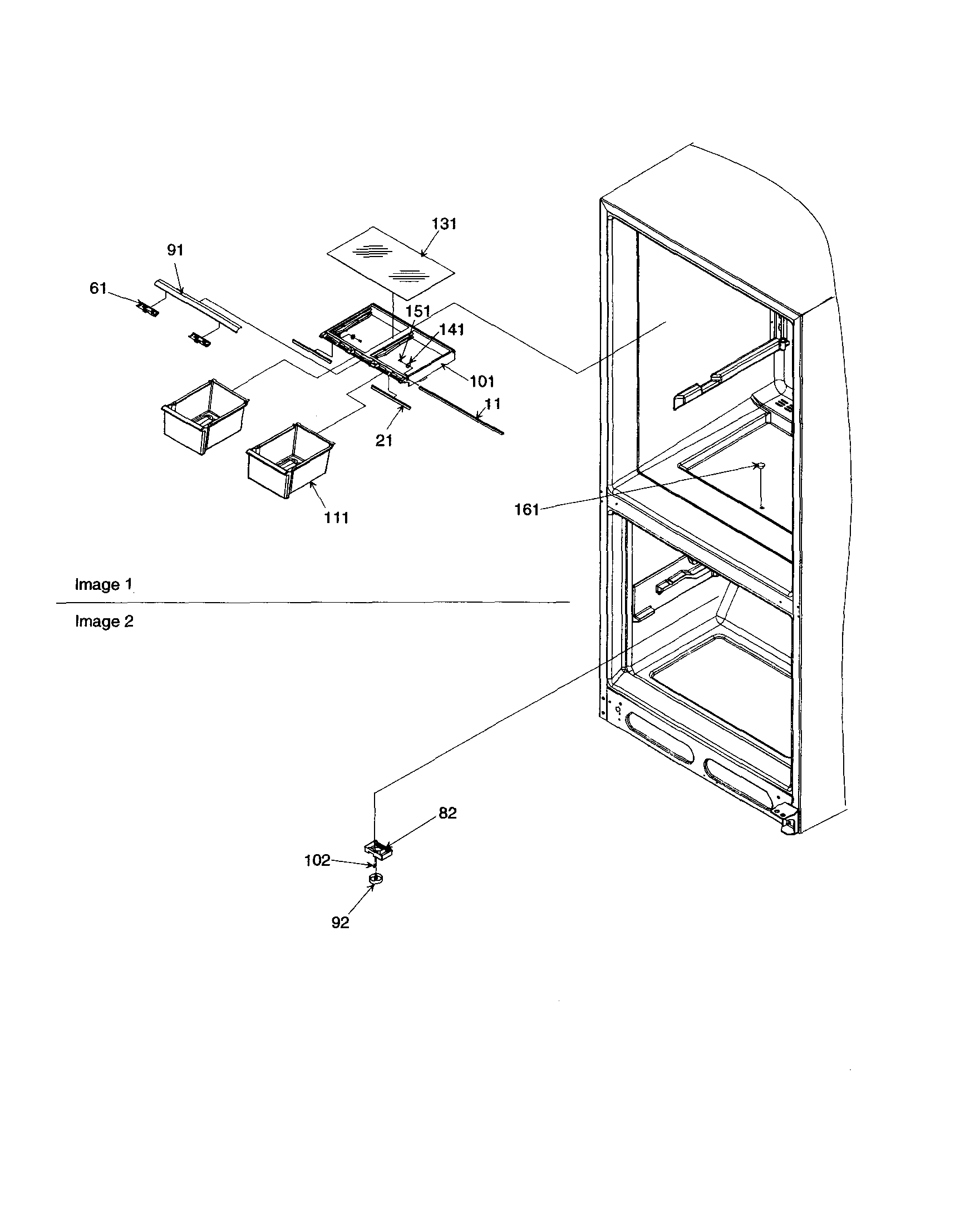 Crisper assy and freezer control