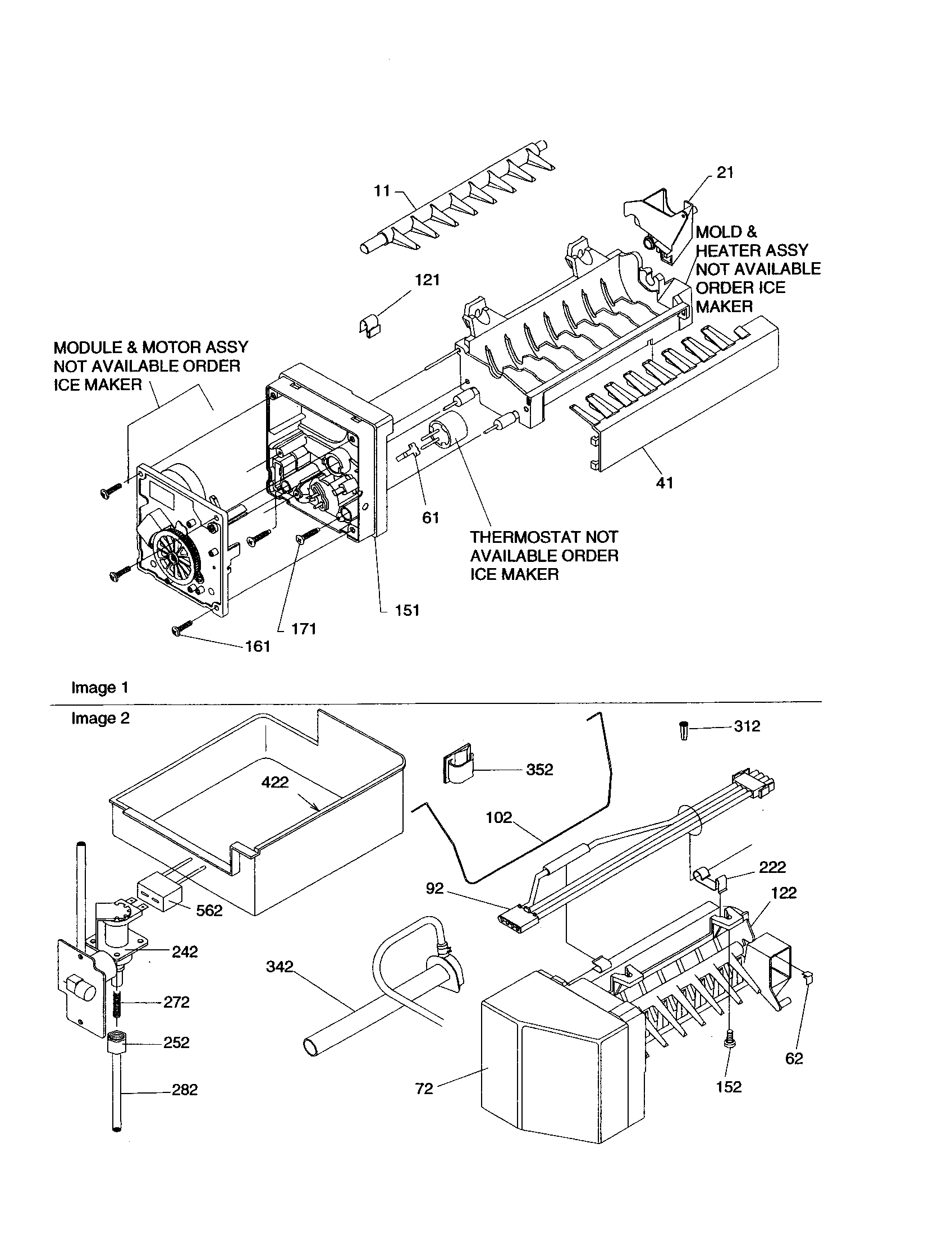 Ice maker assembly and parts