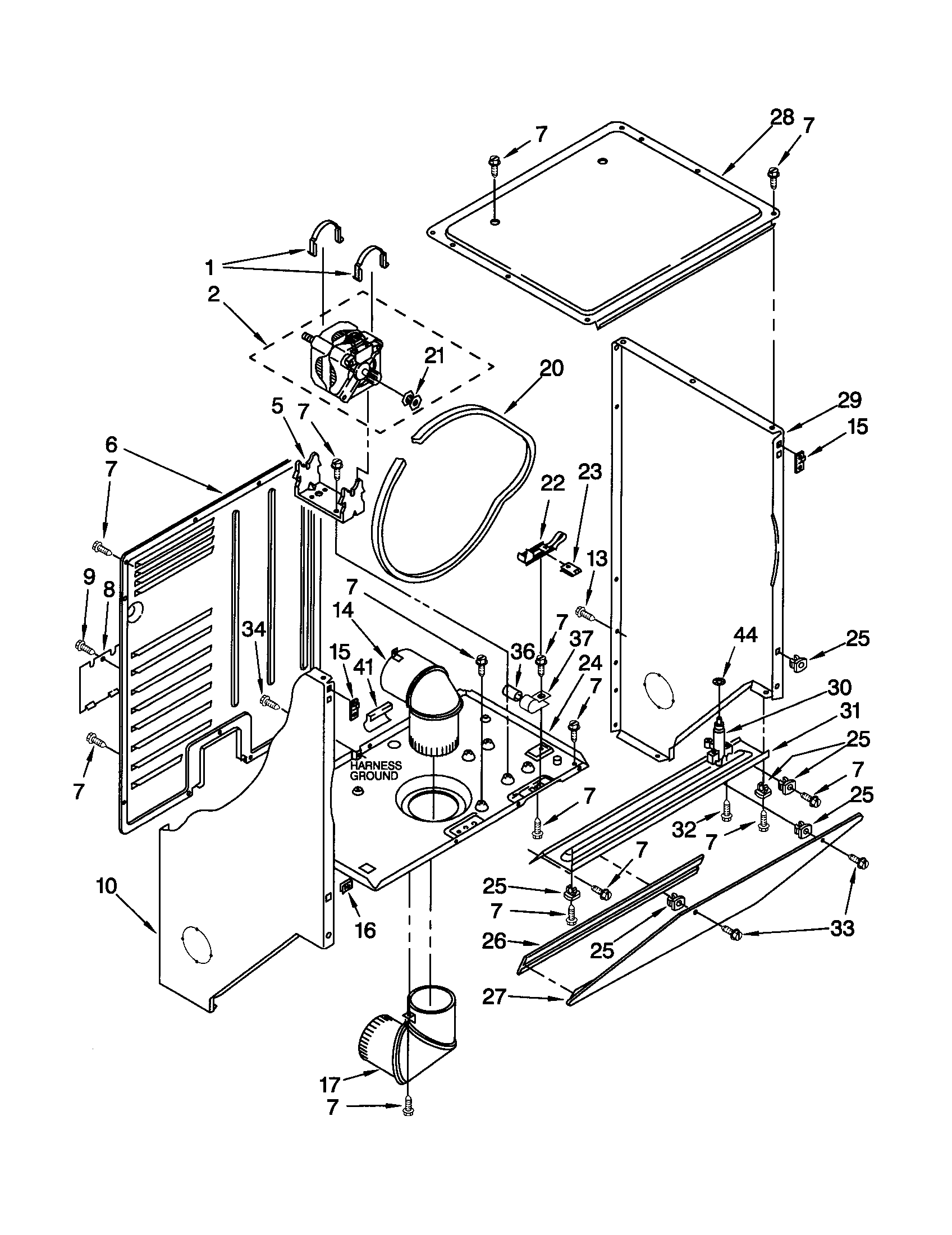 Dryer cabinet and motor