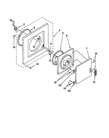 Dryer front panel and door