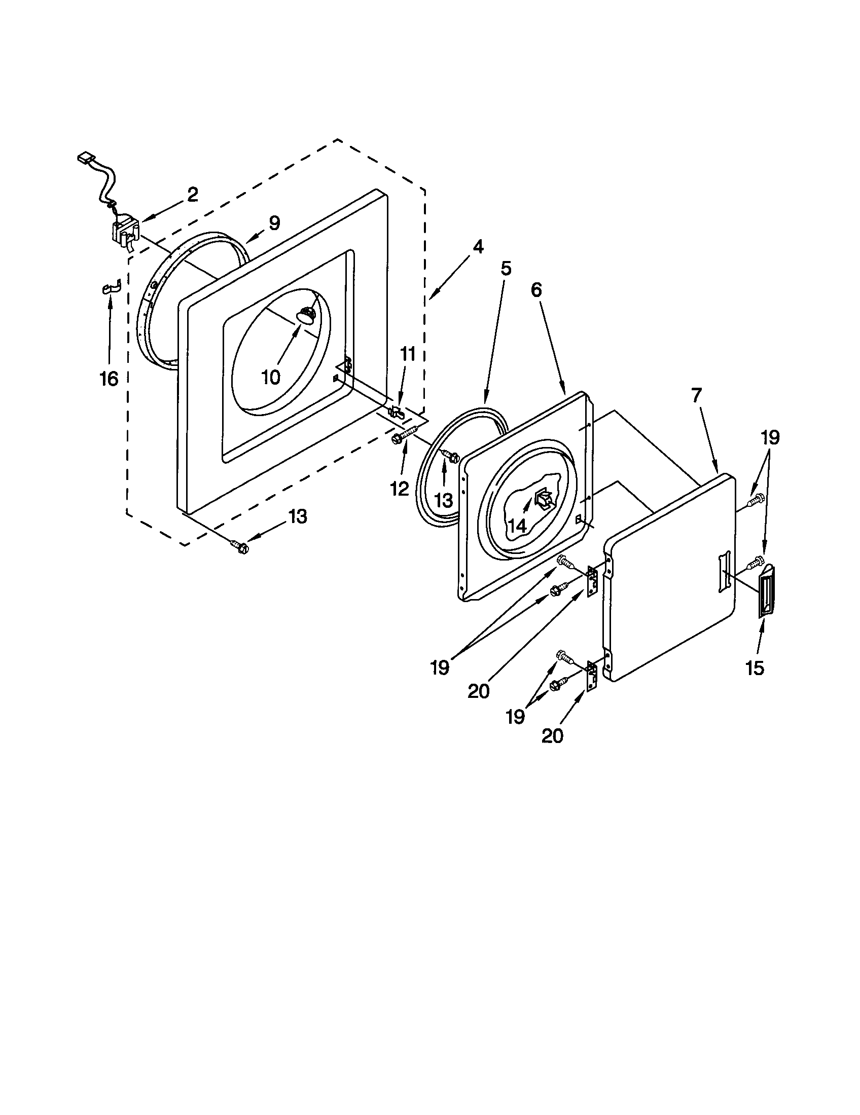 DRYER FRONT PANEL AND DOOR