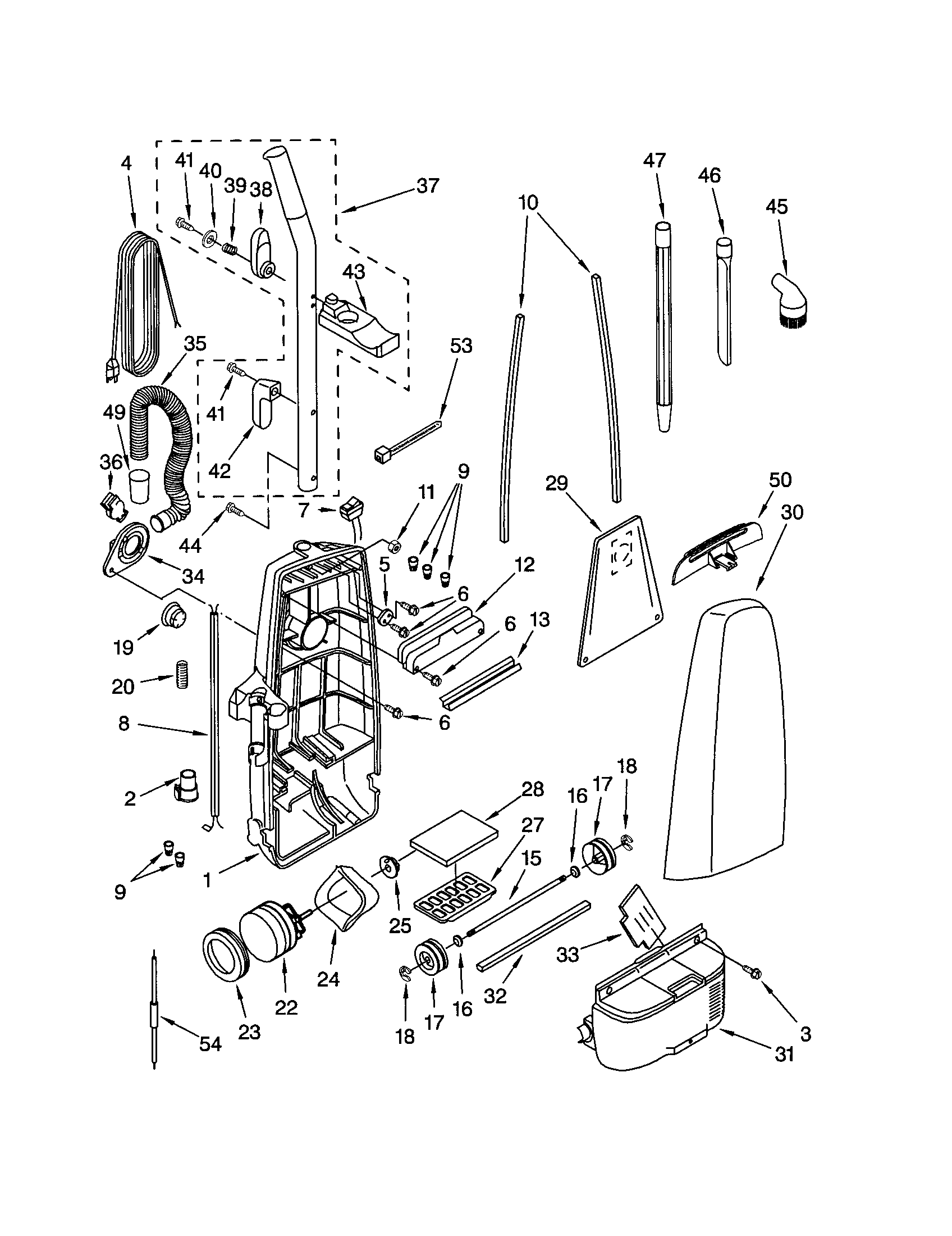 Dust compartment and motor