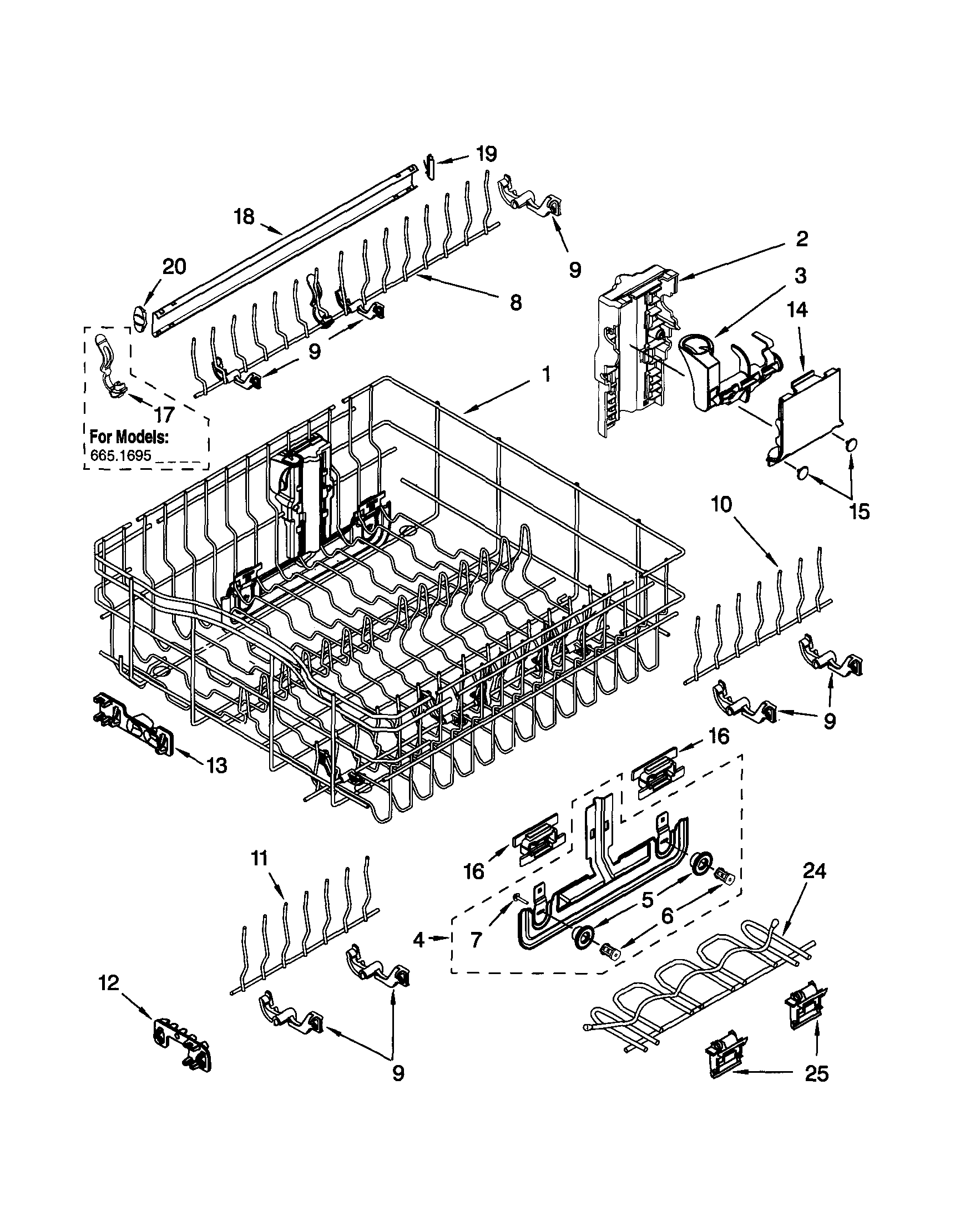 Upper rack and track