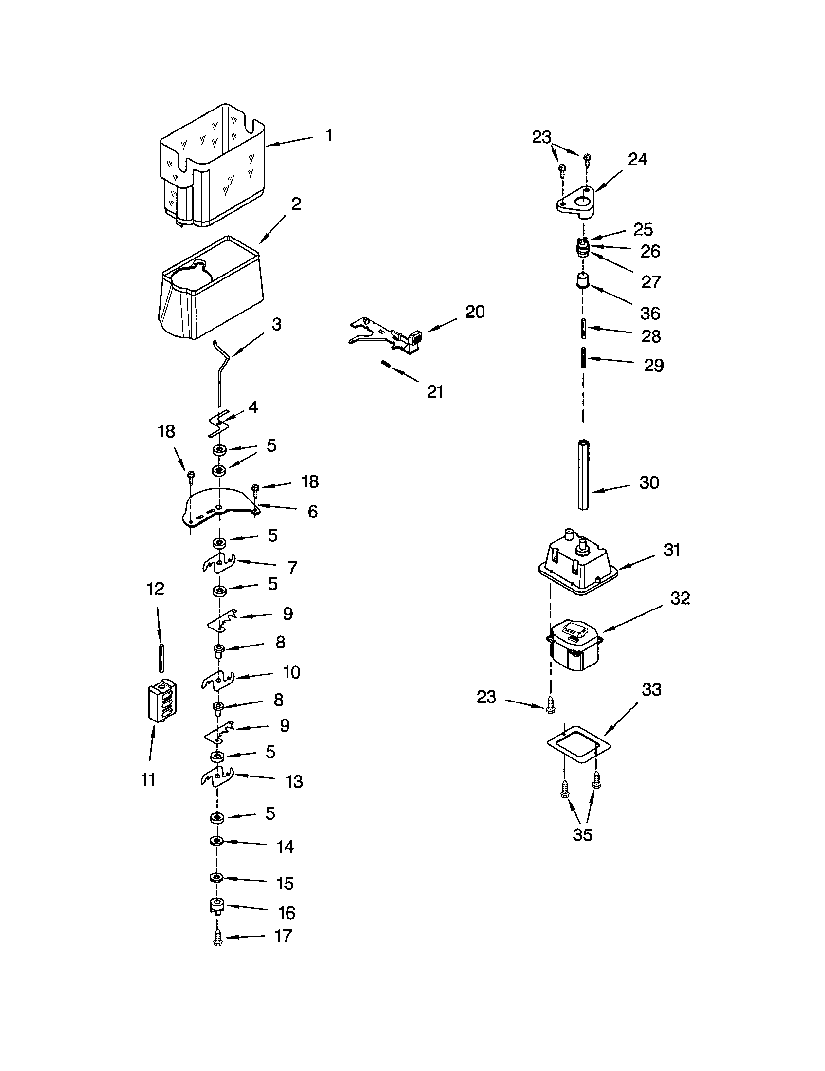 MOTOR AND ICE CONTAINER