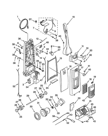 Dust compartment and motor