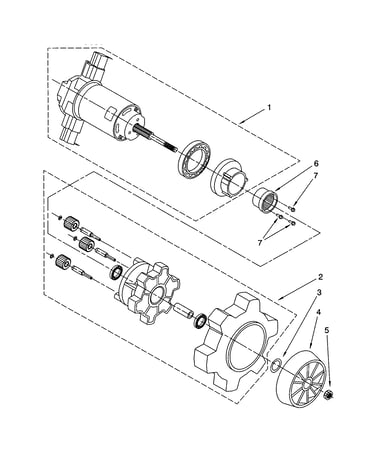 Agitator motor and gear