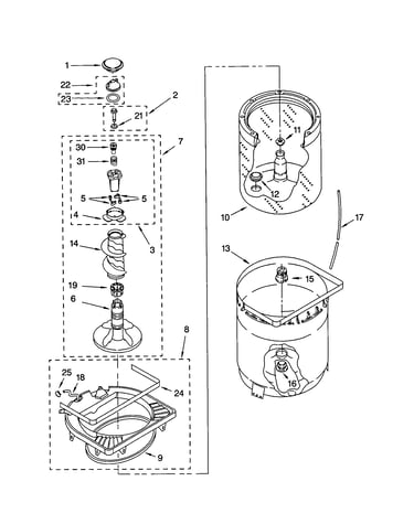 Agiator, basket and tub