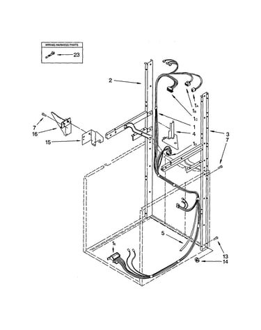 Dryer support and washer harness