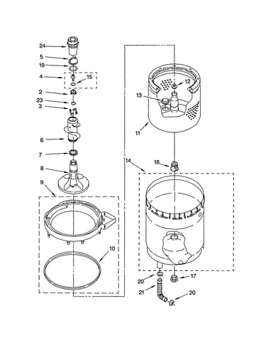 Agitator, basket and tub