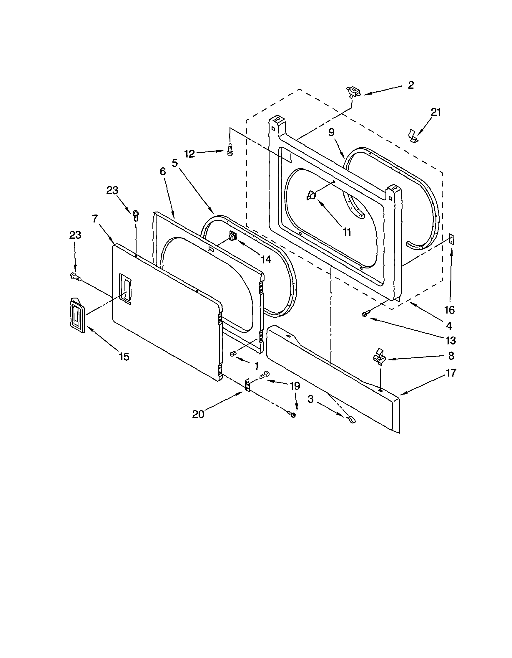 DRYER FRONT PANEL AND DOOR