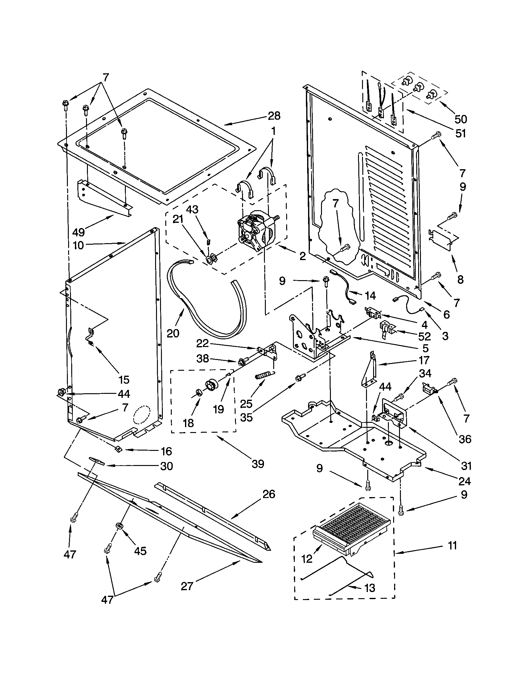 Dryer cabinet and motor