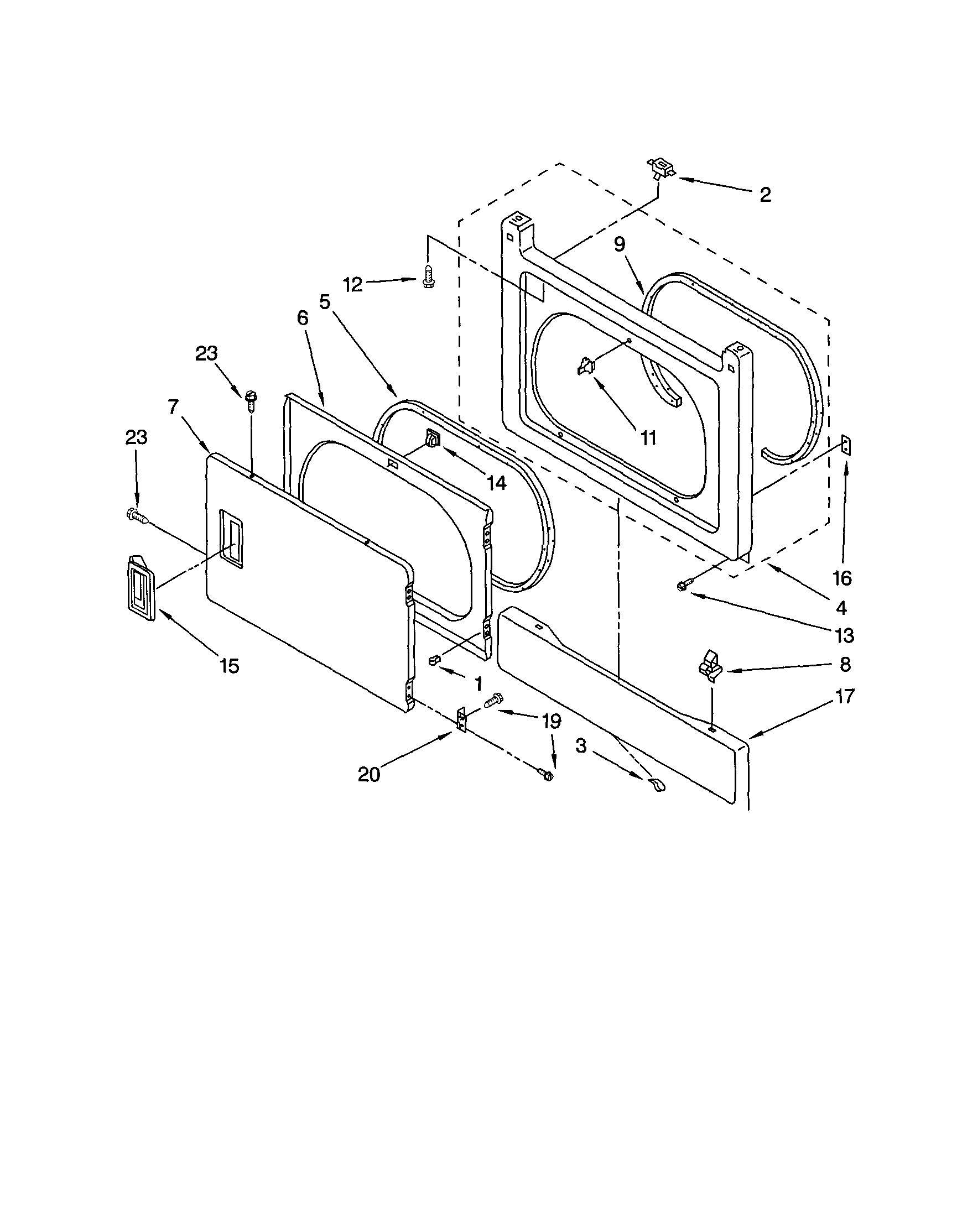 DRYER FRONT PANEL AND DOOR