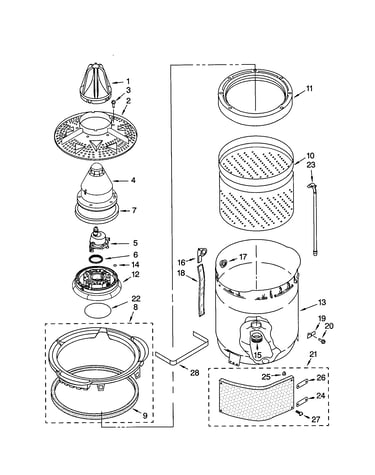 Washplate basket and tub