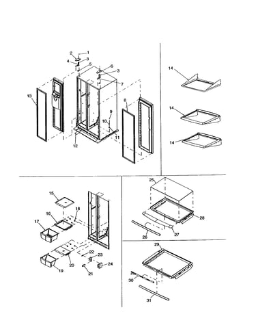 Hinges and refrigerator shelving
