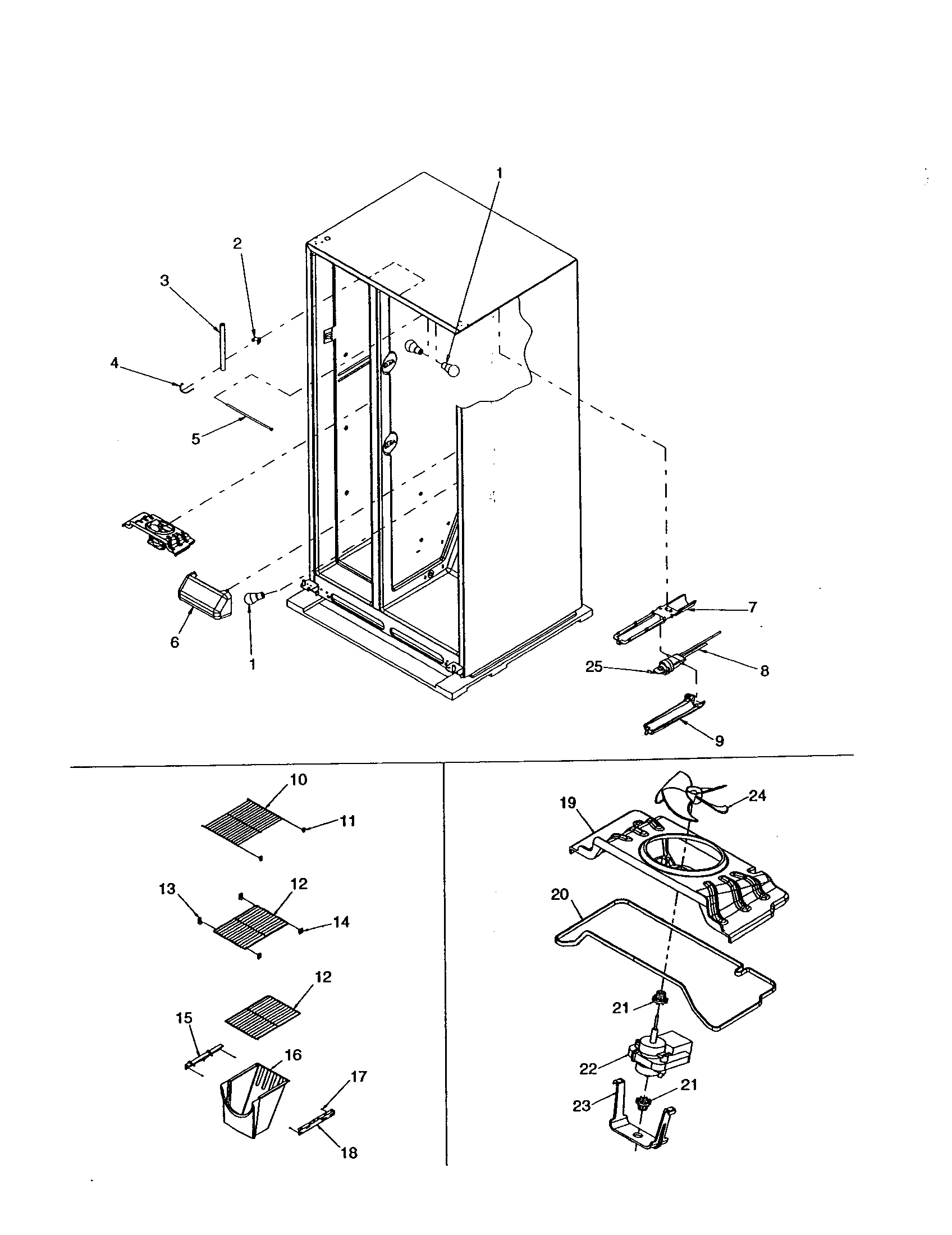 Freezer shelving, ref.lights