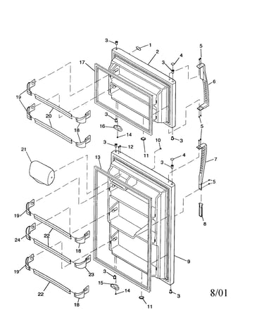 Door handle and shelves