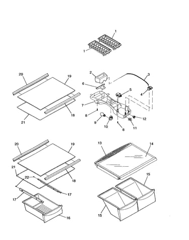 Refrig. shelving and light