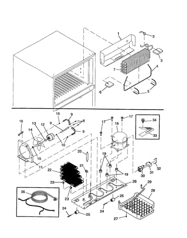 Evaporator and machine compartment