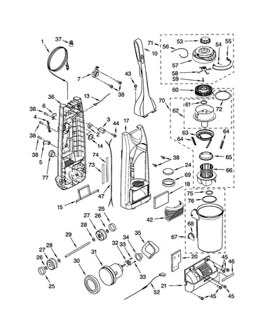 Dust compartment and motor