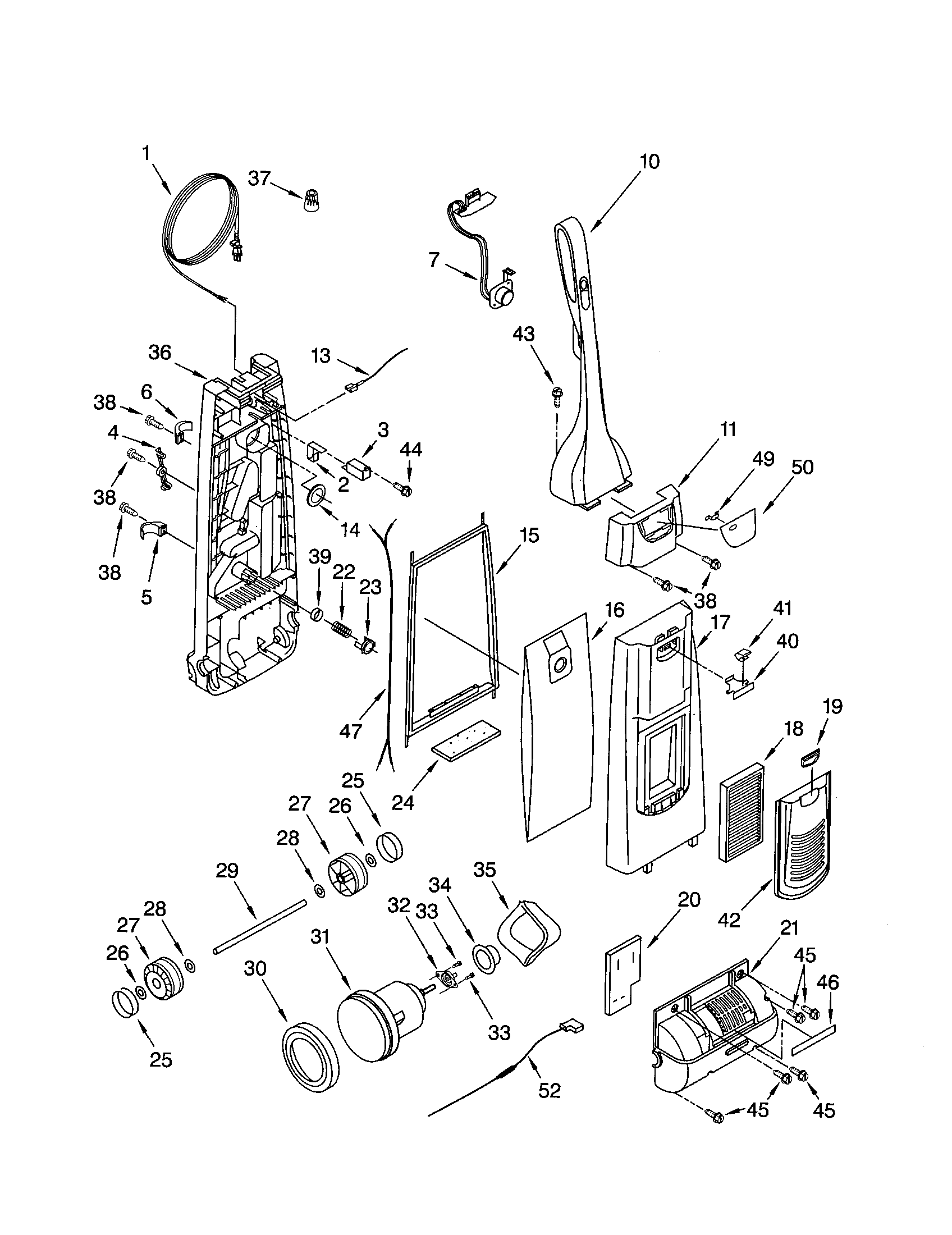 Dust compartment and motor