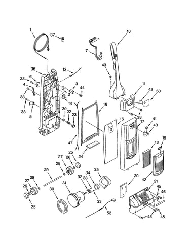 Dust compartment and motor