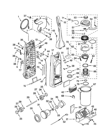 Dust compartment and motor