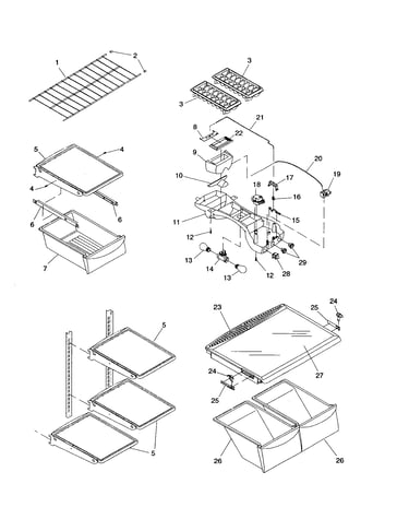 Refrigerator shelving and light