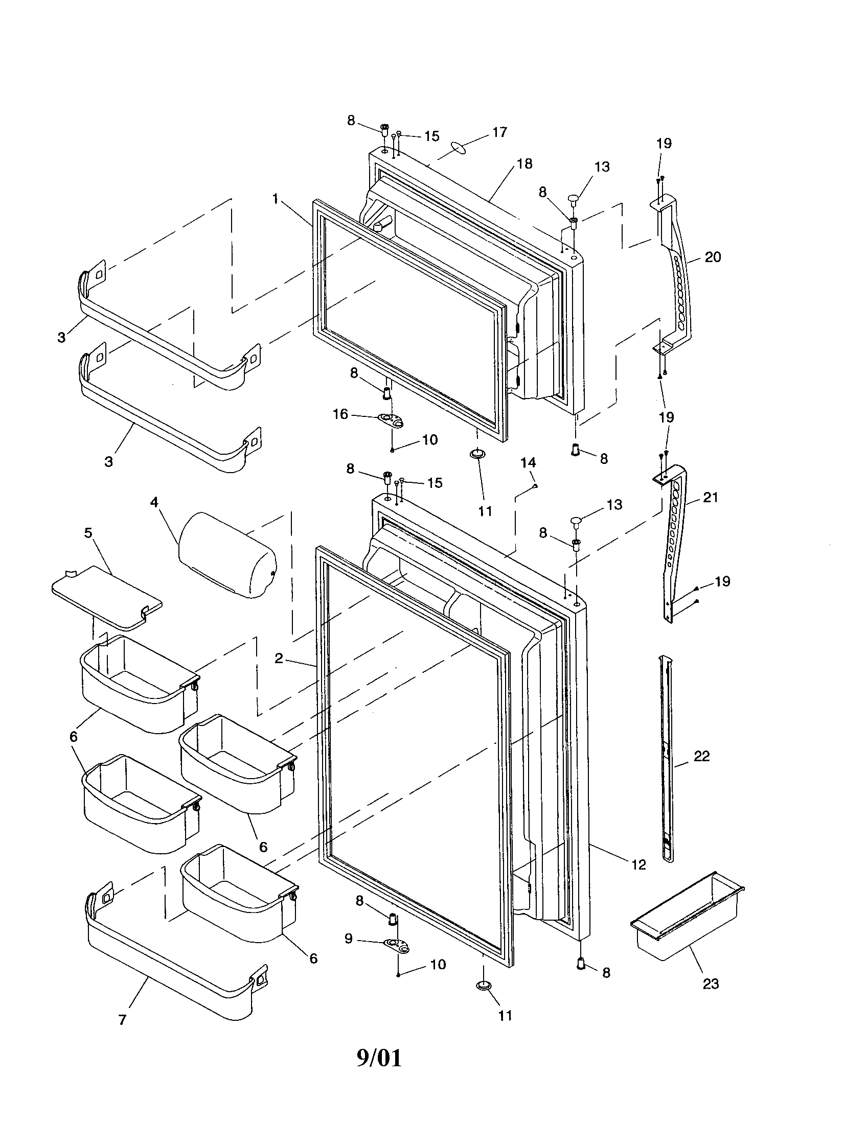 DOOR, HANDLES AND SHELF ASSEMBLIES