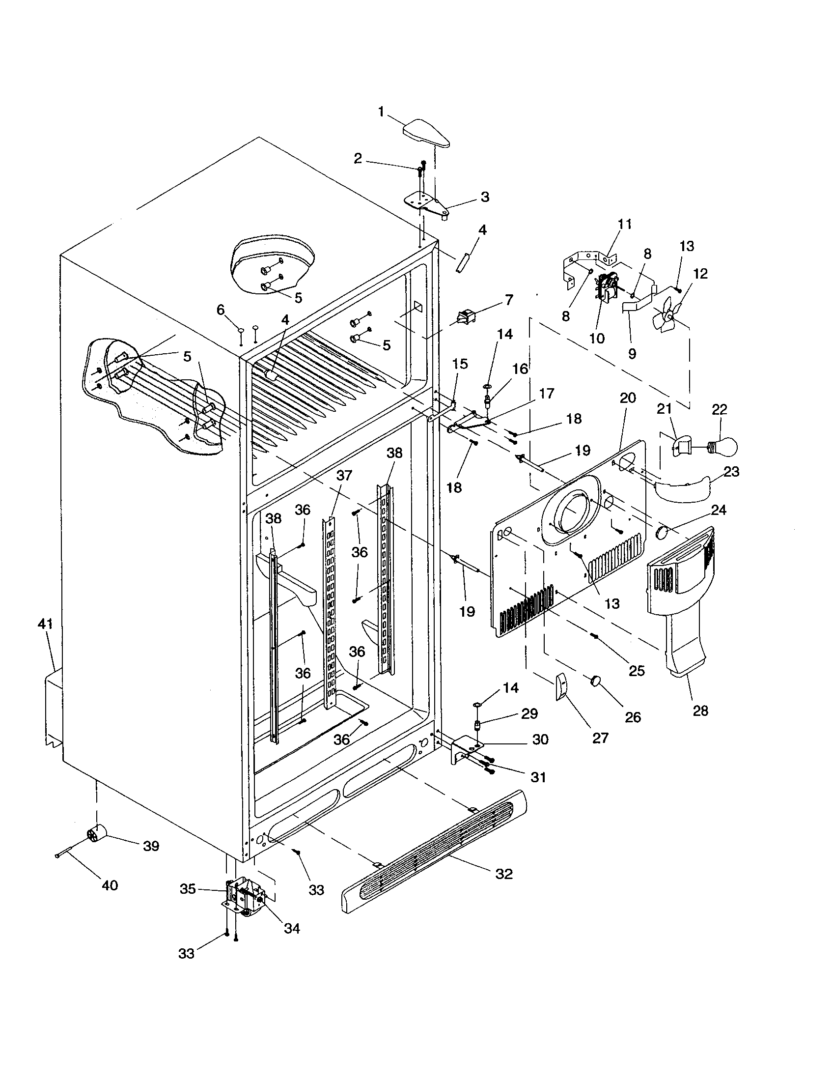 CABINET/HINGES/EVAP FAN/ROLLERS