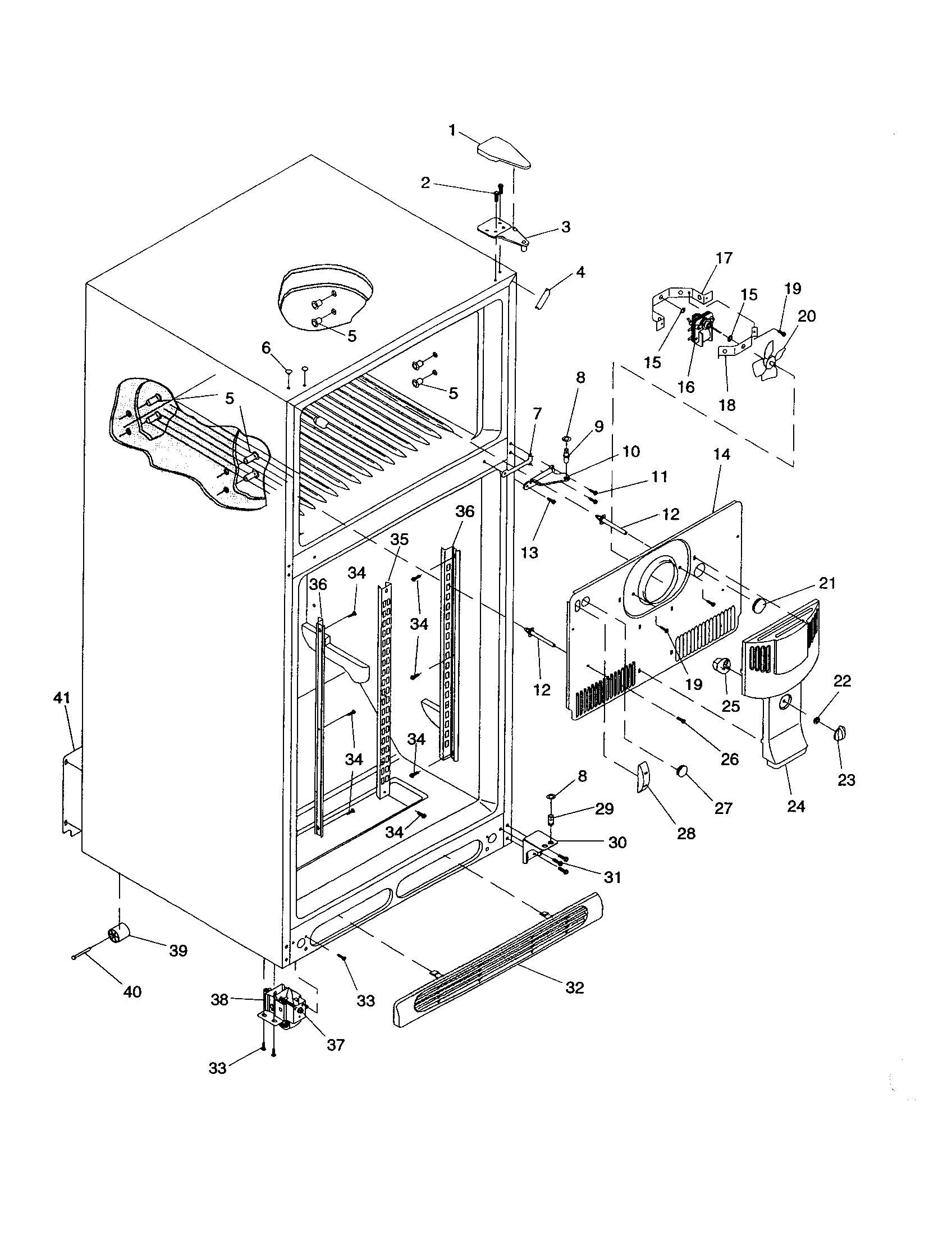 Cabinet/hinges/evap fan/rollers