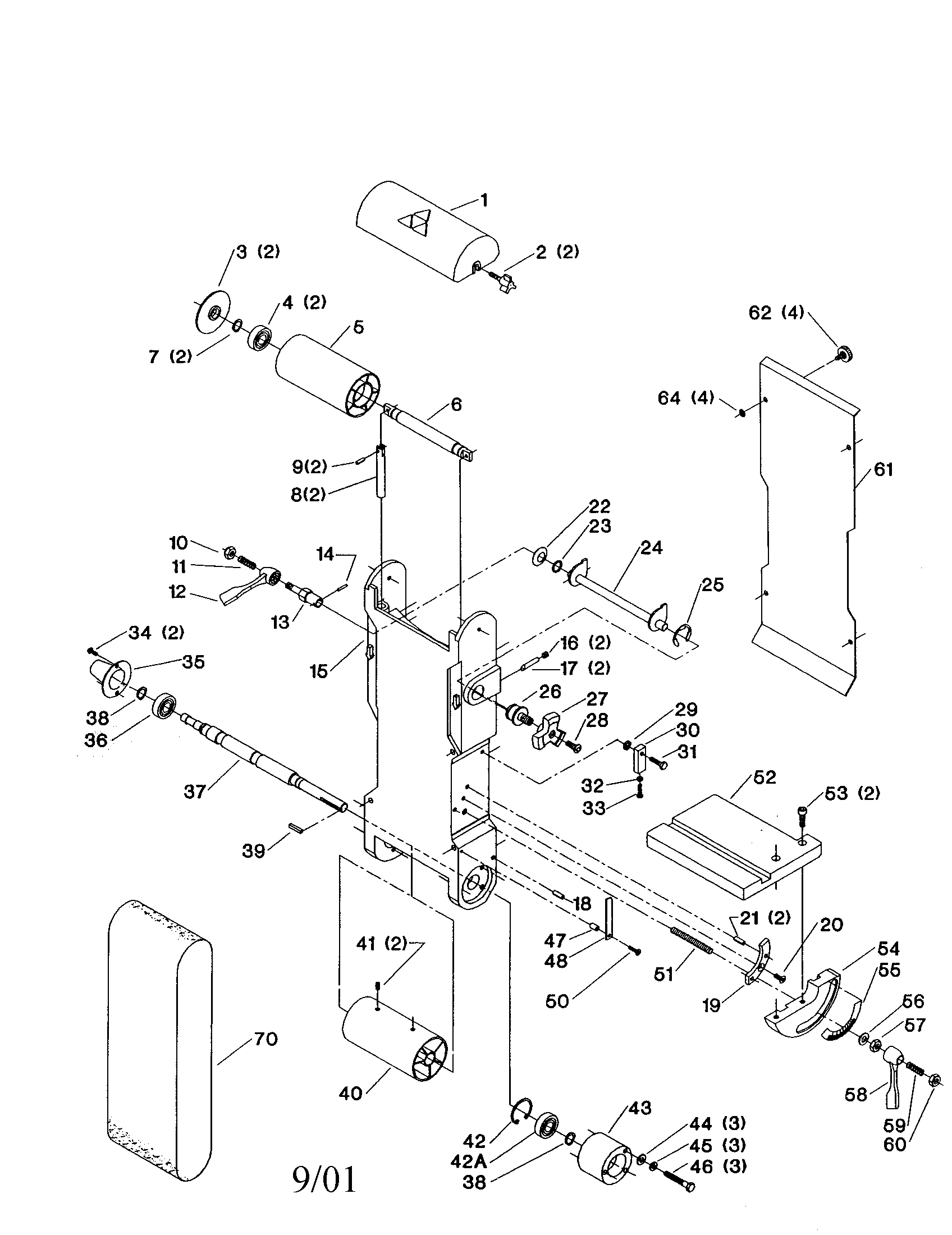 Motor/back panel/upper idler cover