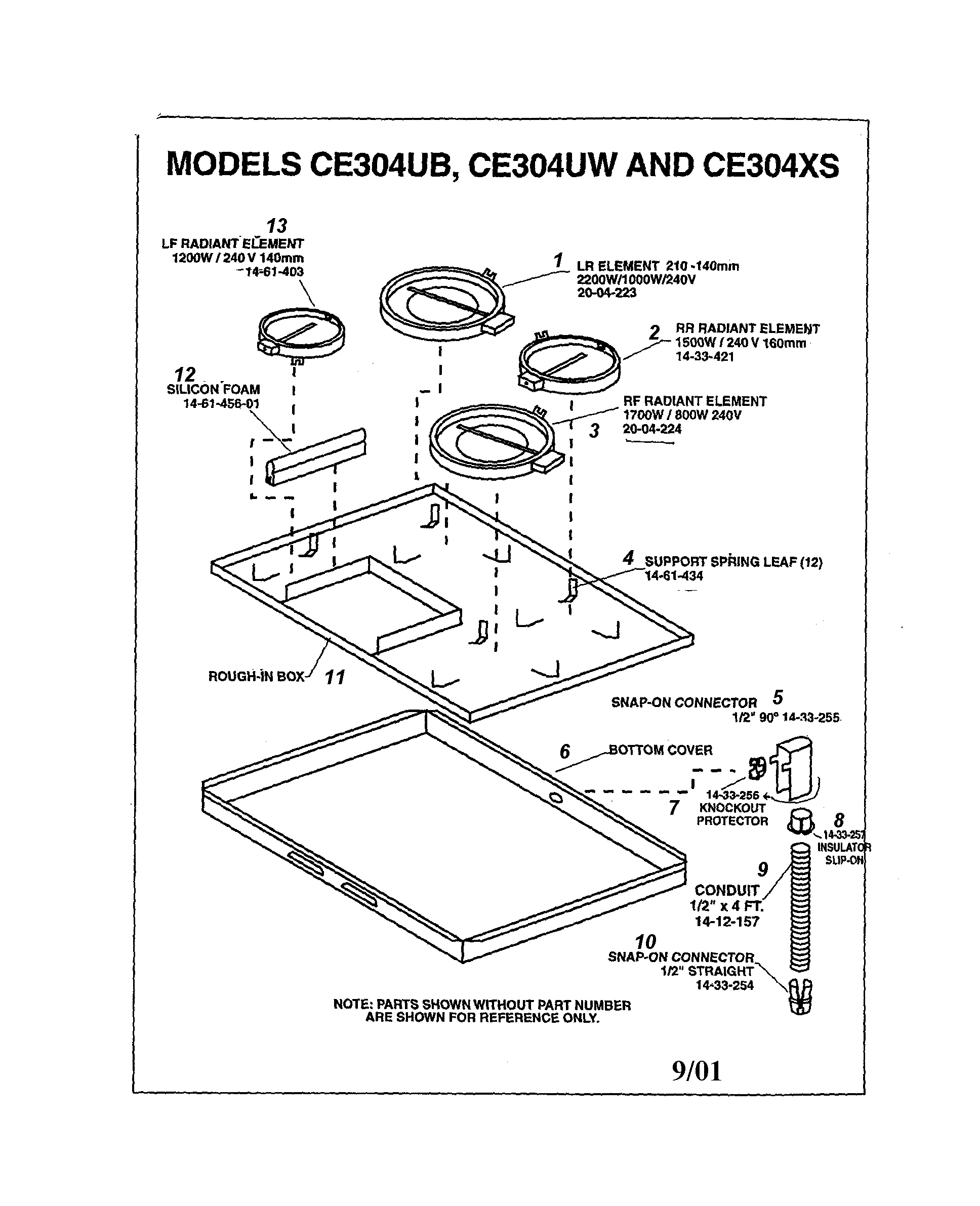 Element/bottom cover/rough-in box