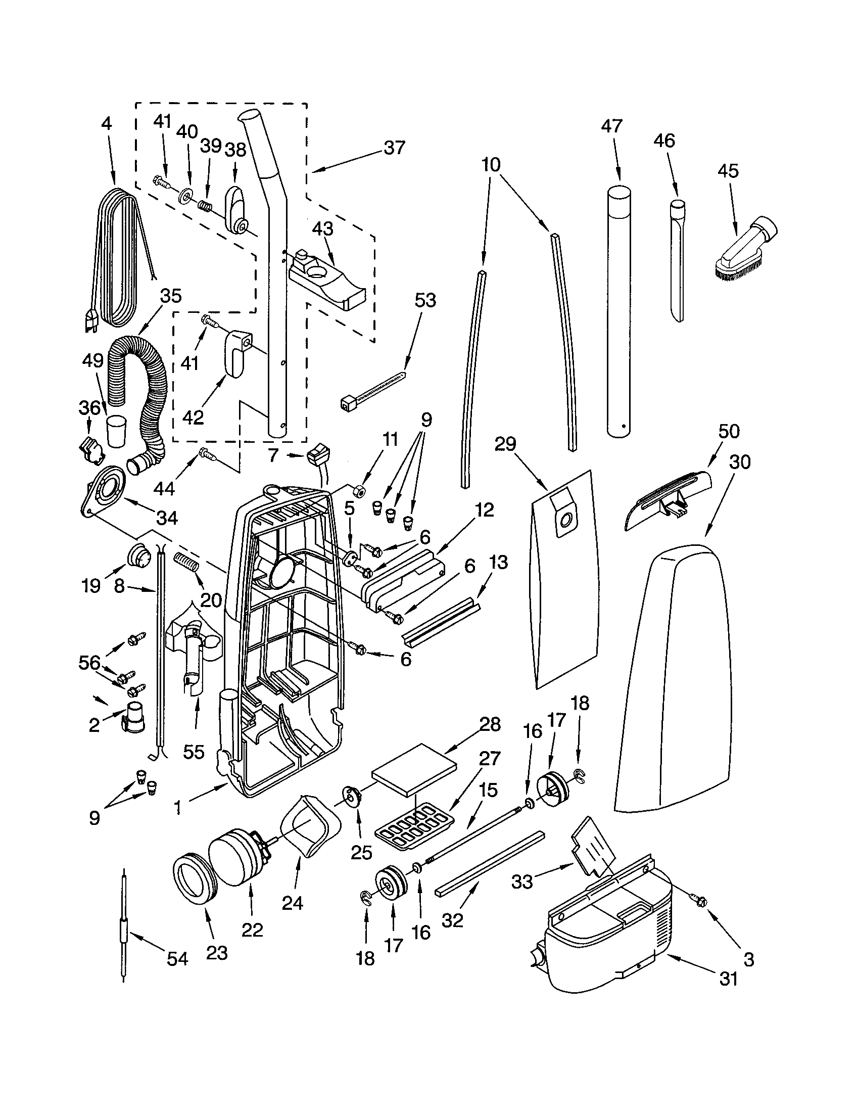 Dust compartment and motor